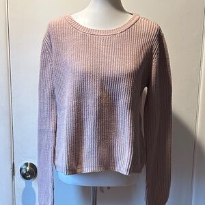 Moon & Madison Sweater Womens Tie Laced back Knit Mauve Blush Pink - Size‎ L.